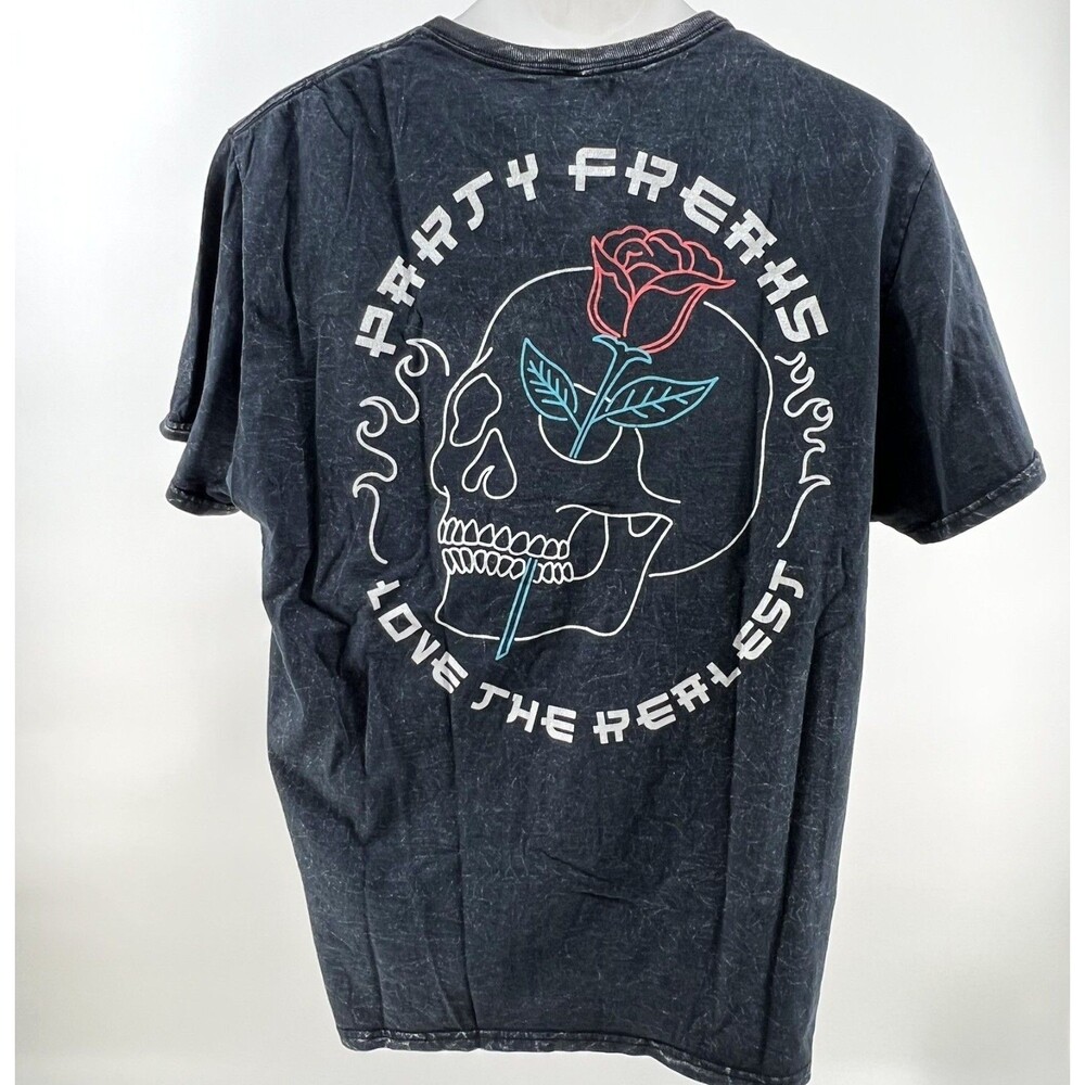 Chemistry Skull Rose Tee XL Acid Wash Goth Grunge Graphic T Shirt Party Freaks